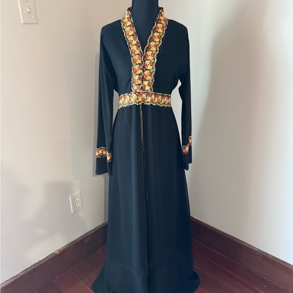 Elegant Black and Gold Women's Dress#abaya - Picture 2 of 4